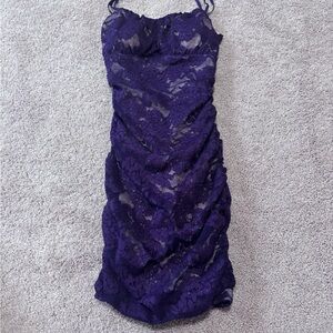 Emerald Sundae Deep Purple Lace Mini Dress